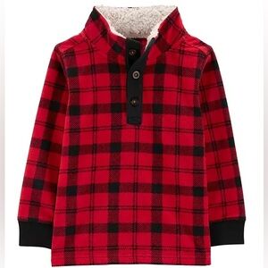 Carter's Red and‎ Black Plaid Kids Fleece Pullover Sweater 3T